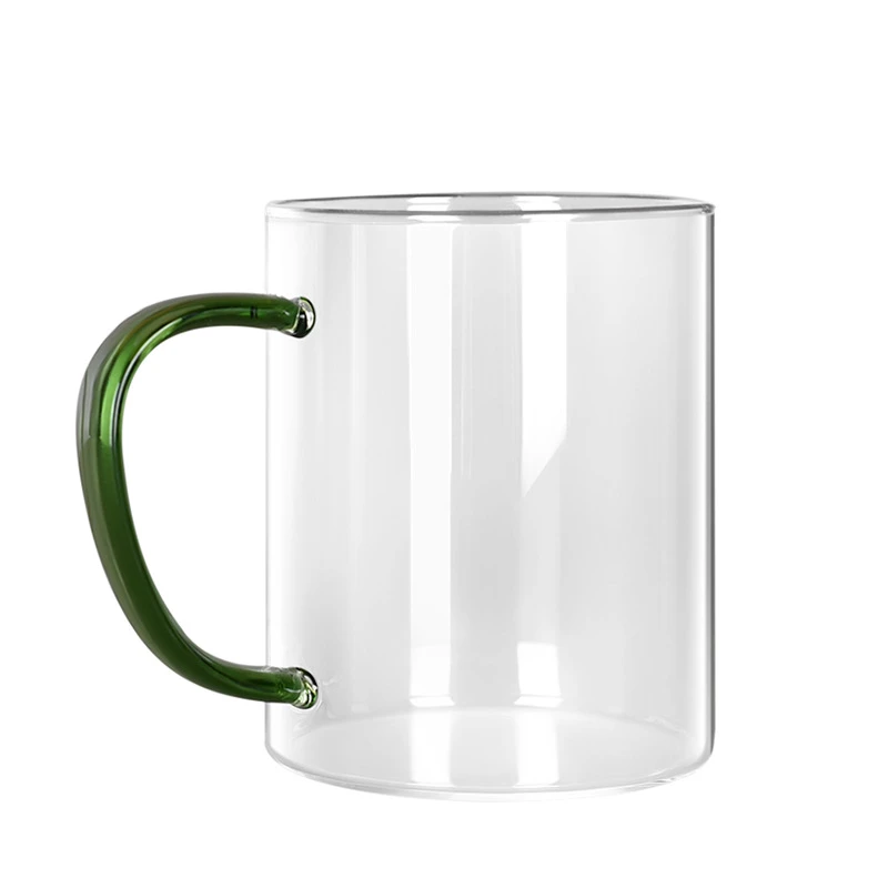 Custom High Borosilicate Glass Mug with Colored Handle – 400ml / 650ml Large Capacity Coffee & Tea Cup Wholesale