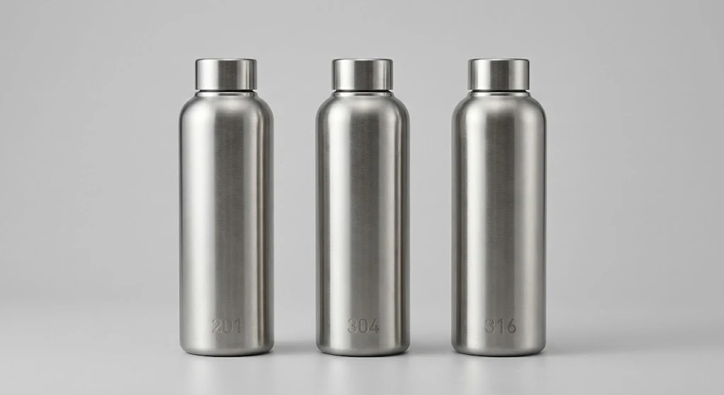 Comparison of 201, 304 and 316 stainless steel grades for water bottles: composition, corrosion resistance and cost